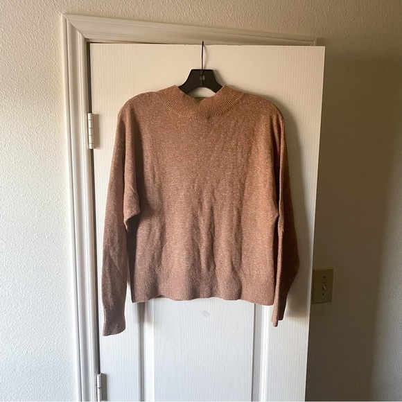 Reformation Sweater Elle Ribbed Marled Mock-Neck Yak Winter Toffee XS GUC - Picture 3 of 8